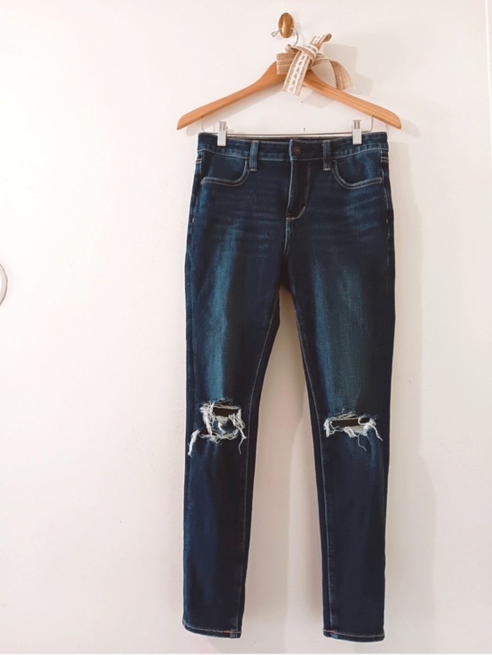 American Eagle High Rise Dream Stretch Denim Distressed Jegging Skinny Jeans 6 - Picture 7 of 7